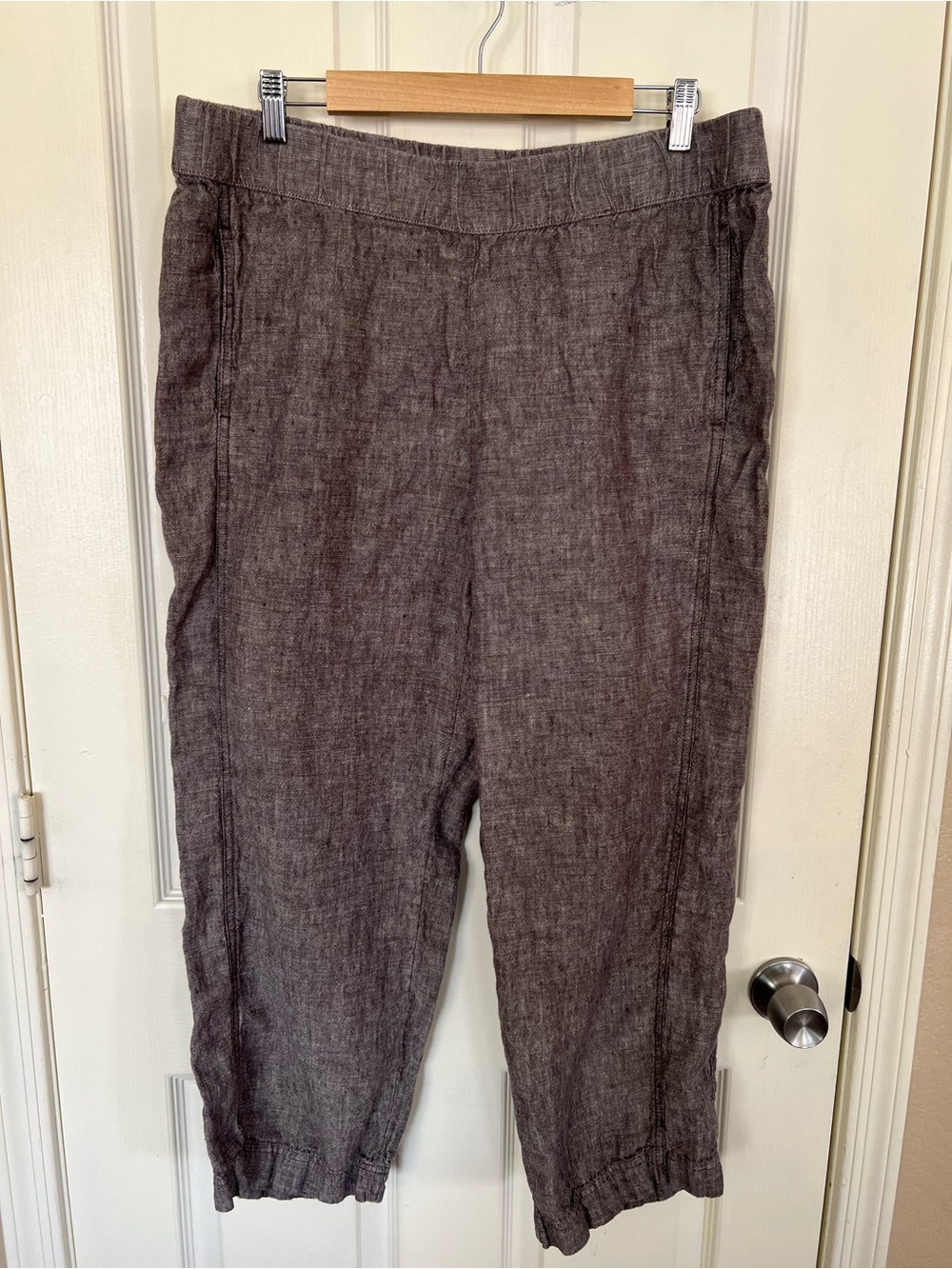 Pure Jill J.Jill Linen Pants Large Tall Brown Pull On Cropped